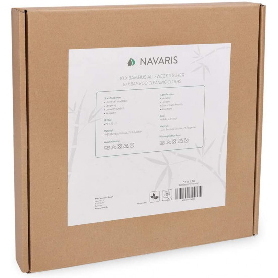 Navaris Σετ με 10 Πετσέτες Καθαρισμού από Μπαμπού - White - 51111.10
