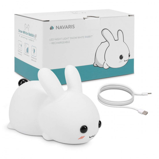 Navaris Bunny Παιδικό Επαναφορτιζόμενο LED Φωτιστικό Νυκτός - Snow White Rabbit - 51376.02.01