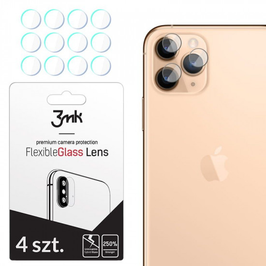 3MK iPhone 11 Pro Flexi Glass Αντιχαρακτικό Γυαλί για την Κάμερα - 4 Τεμάχια - Διάφανο
