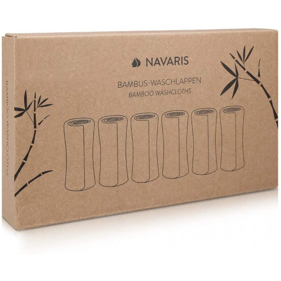 Navaris Bamboo Wash Cloths Pack of 6 Σετ με 6 Πετσέτες από Bamboo - 25 x 25 cm - Multicolor - 48734.32.06