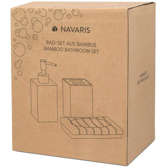 Navaris Ξύλινο Αξεσουάρ Μπάνιου Σετ 3 τεμαχίων από Bamboo - Natural Wood - 50084.03