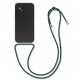 KW iPhone 12 Pro Θήκη Σιλικόνης TPU με Λουράκι - Διάφανη / Dark Green - 52730.80