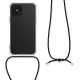 KW iPhone 12 Pro Max Θήκη Σιλικόνης TPU με Λουράκι - Διάφανη / Black - 52732.01