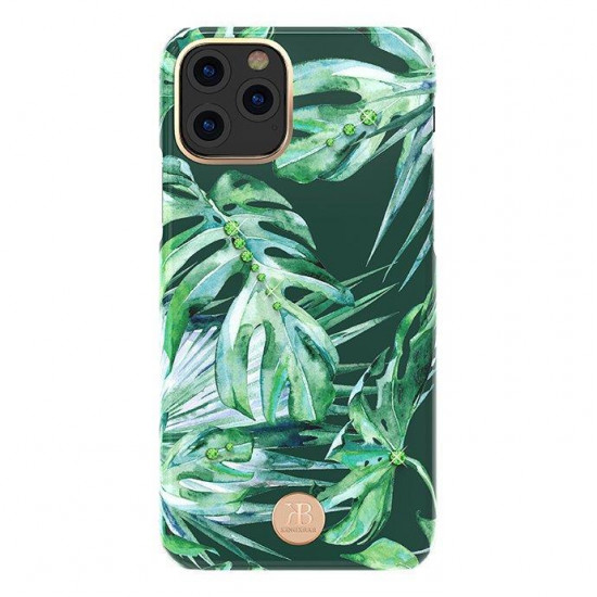 Kingxbar iPhone 11 Pro Blossom Series Σκληρή Θήκη με Swarovski Crystals - Leaf - Multicolor