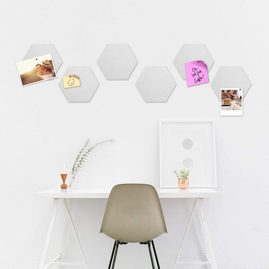 Navaris Hexagon Felt Memo Boards - Σετ με 6 Πλαίσια Ανακοινώσεων και Πινέζες - White - 46230.05