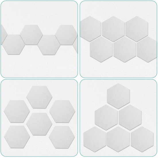 Navaris Hexagon Felt Memo Boards - Σετ με 6 Πλαίσια Ανακοινώσεων και Πινέζες - White - 46230.05
