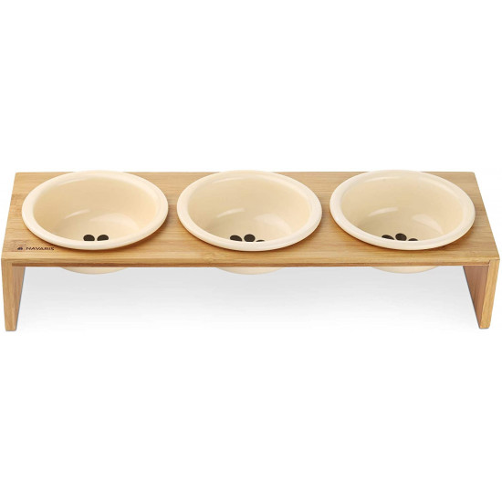 Navaris Raised Pet Bowls Stand - Ανυψωμένα Μπολ Φαγητού με Ξύλινη Βάση για Κατοικίδια - 360 ml - Wood - 46946.2