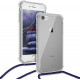 KW iPhone SE 2022 / SE 2020 / 7 / 8 Θήκη Σιλικόνης TPU με Λουράκι - Διάφανη / Blue - 47247.04