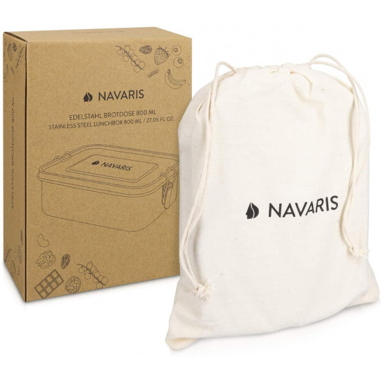 Navaris Μεταλλικό Δοχείο Αποθήκευσης Φαγητού με Διαιρέτη - Silver - 50788.02