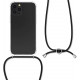 KW iPhone 12 / iPhone 12 Pro Θήκη Σιλικόνης TPU με Λουράκι - Διάφανη / Black - 52730.01