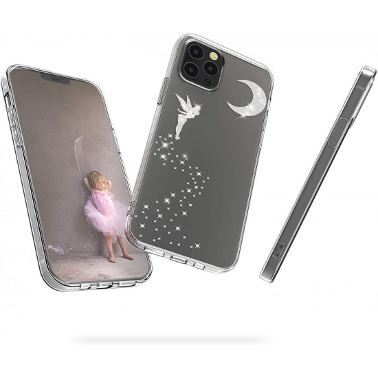 KW iPhone 12 / iPhone 12 Pro Θήκη Σιλικόνης TPU Design Glittery Fairy - Διάφανη / Silver - 53035.03