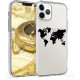 KW iPhone 12 / iPhone 12 Pro Θήκη Σιλικόνης TPU Design Travel Outline - Διάφανη / Black - 53039.01