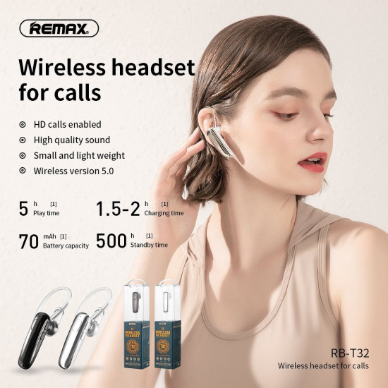 Remax RB-T32 Ασύρματο ακουστικό Bluetooth 5.0 - Silver