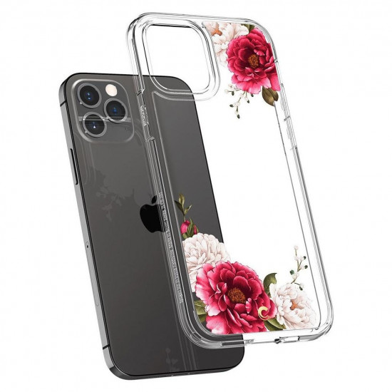 CYRILL iPhone 12 / iPhone 12 Pro Cecile Σκληρή Θήκη με Πλαίσιο Σιλικόνης - Red Floral