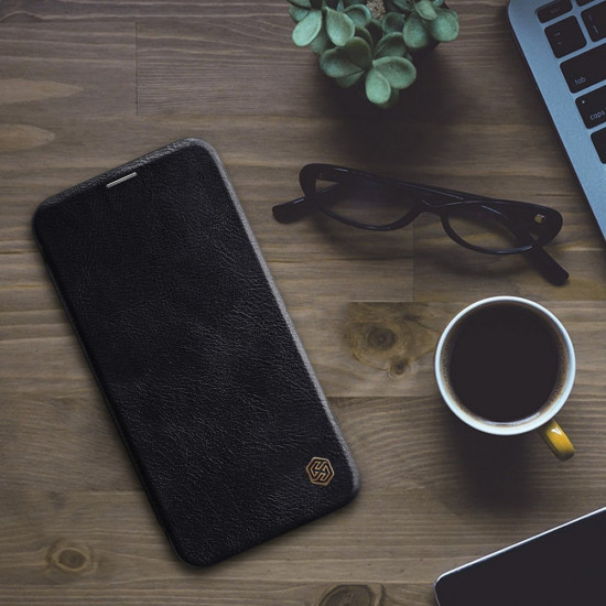 Nillkin iPhone 12 / iPhone 12 Pro Qin Leather Flip Book Case Θήκη Βιβλίο - Black