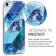 KW iPhone SE 2022 / SE 2020 / 7 / 8 Θήκη Σιλικόνης TPU Design Geometric Patterns - Blue / Turquoise / Silver - 46227.30