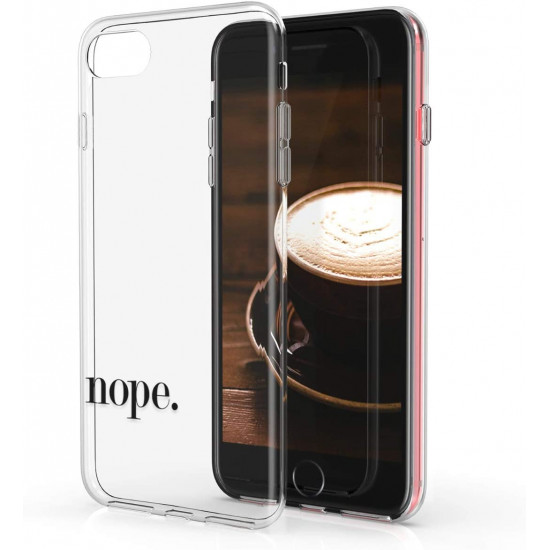 KW iPhone SE 2022 / SE 2020 / 7 / 8 Θήκη Σιλικόνης TPU Design Nope - Black - Διάφανη - 41448.20