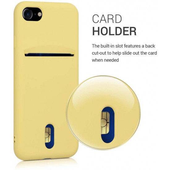 KW iPhone SE 2022 / SE 2020 / 7 / 8 Θήκη Σιλικόνης Rubber TPU με Υποδοχή για Κάρτα - Yellow - 49100.06