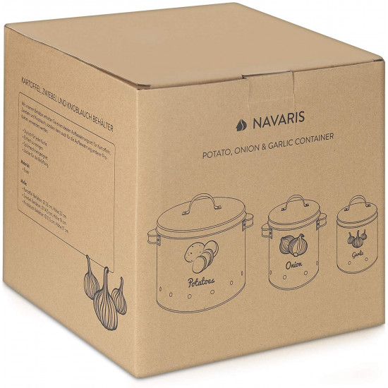 Navaris Σετ με 3 Δοχεία Αποθήκευσης Λαχανικών - Cream - 51525.01.16