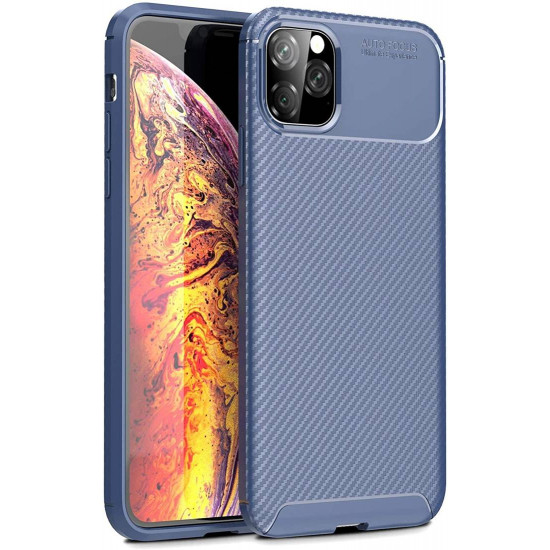 OEM iPhone 12 Pro Max Θήκη Σιλικόνης TPU Beatles Carbon Fiber - Blue