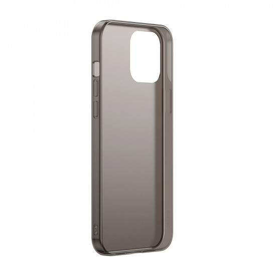 Baseus iPhone 12 mini Frosted Glass Θήκη με Πλαίσιο Σιλικόνης και Όψη Γυαλιού Tempered Glass - Black - WIAPIPH54N-WS01