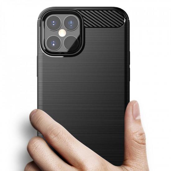 OEM iPhone 12 mini Θήκη Rugged Carbon TPU - Black