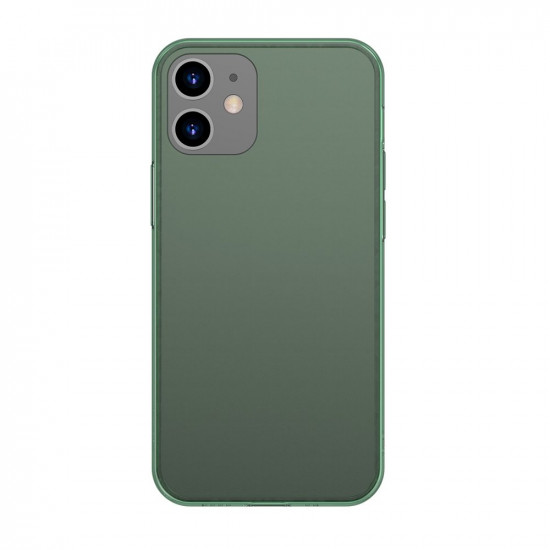 Baseus iPhone 12 / iPhone 12 Pro Frosted Glass Θήκη με Πλαίσιο Σιλικόνης και Όψη Γυαλιού Tempered Glass - Dark Green - WIAPIPH61P-WS06