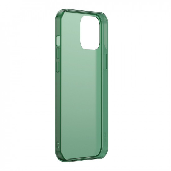 Baseus iPhone 12 / iPhone 12 Pro Frosted Glass Θήκη με Πλαίσιο Σιλικόνης και Όψη Γυαλιού Tempered Glass - Dark Green - WIAPIPH61P-WS06