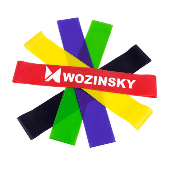 Wozinsky Resistance Bands Σετ με 5 Λάστιχα για Γυμναστική - Green / Blue / Yellow / Red / Black - WRBS5-01