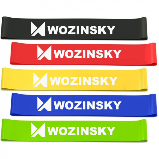 Wozinsky Resistance Bands Σετ με 5 Λάστιχα για Γυμναστική - Green / Blue / Yellow / Red / Black - WRBS5-01