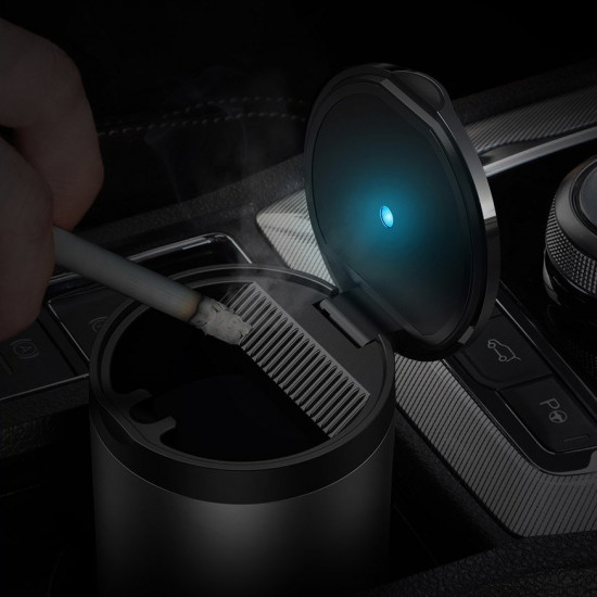 Baseus Premium Car Ashtray - Μίνι Κάδος Απορριμμάτων για το Αυτοκίνητο με LED - Black - CRYHG01-01