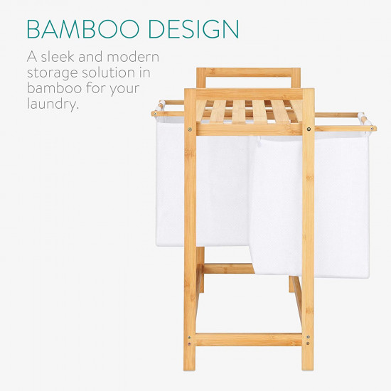 Navaris Bamboo Laundry Basket - Καλάθι Απλύτων από Μπαμπού - Brown - 52554.01