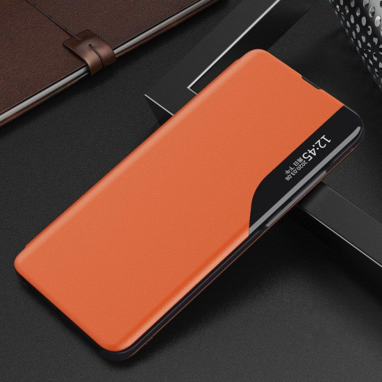 OEM Huawei Y6p Eco Leather View Θήκη Βιβλίο - Orange