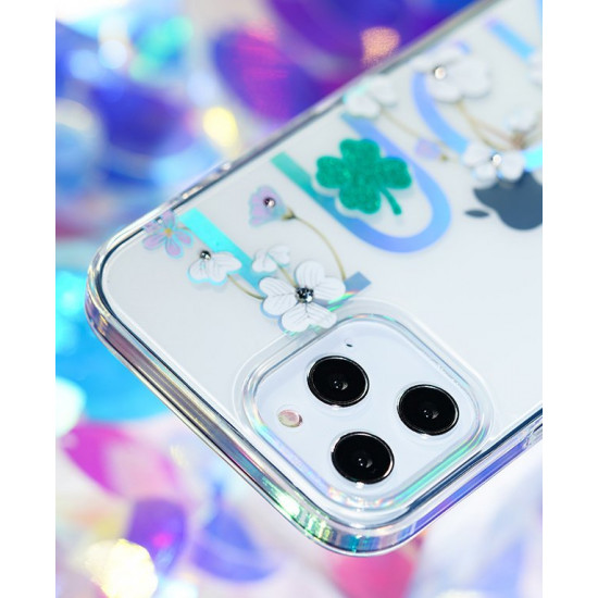 Kingxbar iPhone 12 / iPhone 12 Pro Lucky Series Σκληρή Θήκη με Swarovski Crystals - Luck - Διάφανη