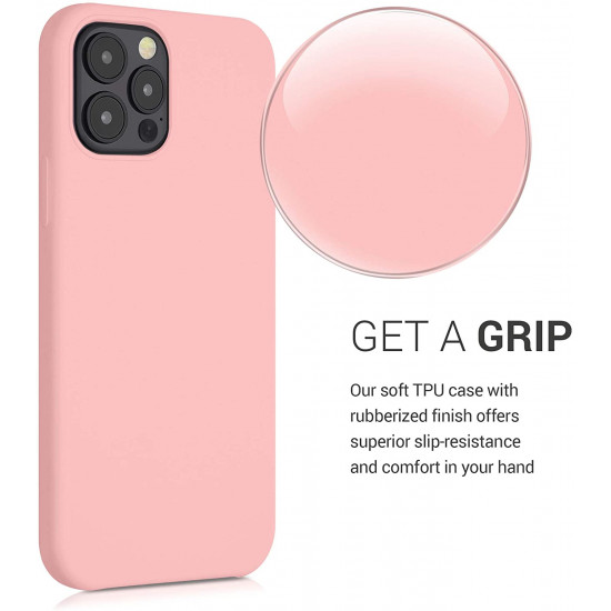 KW iPhone 12 / iPhone 12 Pro Θήκη Σιλικόνης Rubber TPU - Grapefruit Pink - 52641.199