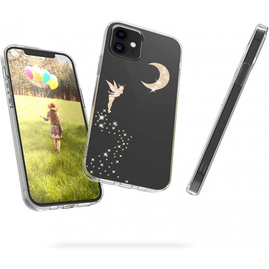 KW iPhone 12 / iPhone 12 Pro Θήκη Σιλικόνης TPU Design Glittery Fairy - Διάφανη / Rose Gold - 53035.05