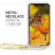 KW iPhone 12 Pro Max Θήκη Σιλικόνης TPU με Μεταλλικό Λουράκι - Διάφανη / Gold - 53889.21