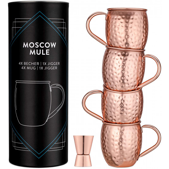 Navaris Moscow Mule Σετ με 4 Κούπες για Cocktail από Ανοξείδωτο Ατσάλι και Επίστρωση Χαλκού - 500ml - Copper - 46859.01.05