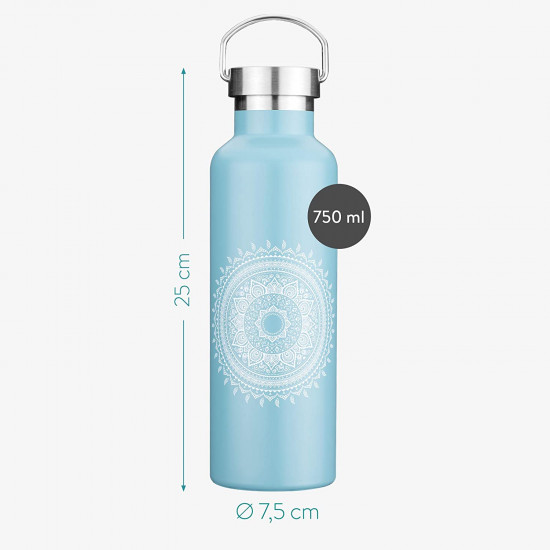 Navaris Μπουκάλι από Ανοξείδωτο ατσάλι - Design Indian Sun - BPA FREE - 750ml - Petrol - 51716.78.01