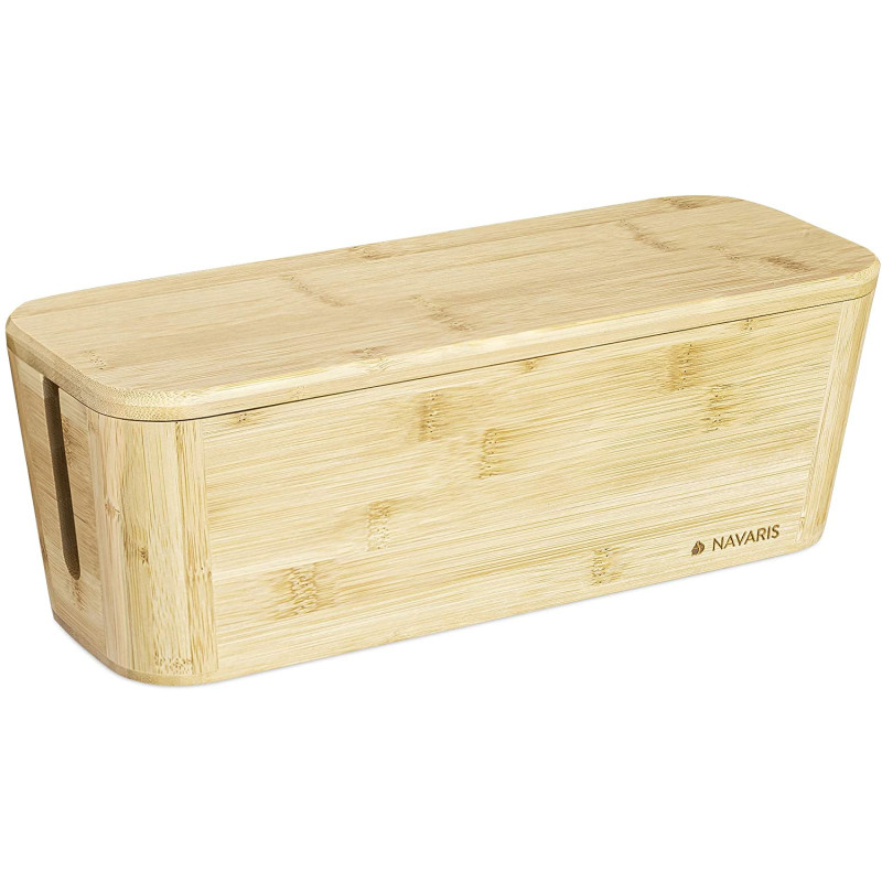 Navaris Κουτί Οργάνωσης Καλωδίων με Καπάκι - Bamboo - 52804.01