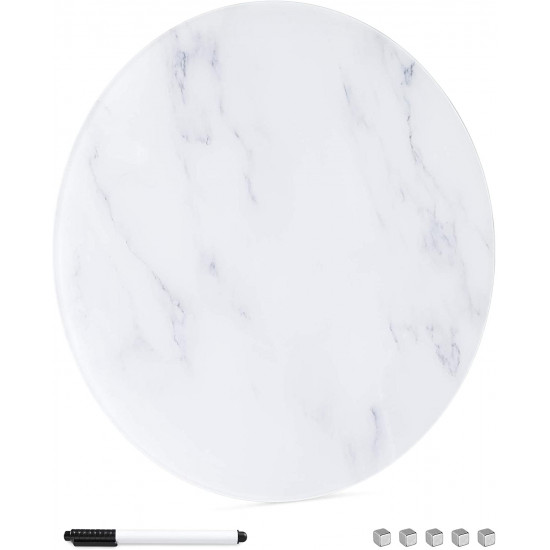 Navaris Στρόγγυλος Μαγνητικός Γυάλινος Πίνακας - 50cm - Design White Marble - 53030.01.16