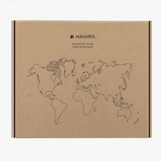 Navaris Cork Notice Board - Πίνακας Ανακοινώσεων με Πινέζες - Design World Map - Brown - 53172.1