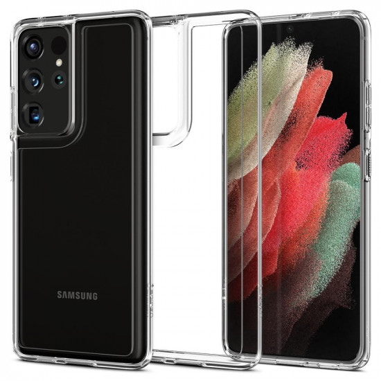 Spigen Samsung Galaxy S21 Ultra - Ultra Hybrid Σκληρή Θήκη με Πλαίσιο Σιλικόνης - Crystal Clear