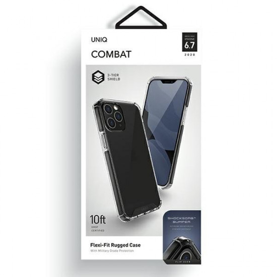 Uniq iPhone 12 Pro Max Combat Σκληρή Θήκη με Πλαίσιο Σιλικόνης - Black - Διάφανη