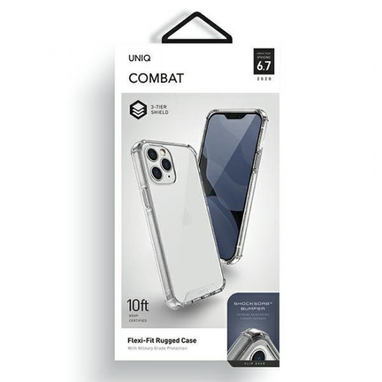 Uniq iPhone 12 Pro Max Combat Σκληρή Θήκη με Πλαίσιο Σιλικόνης - Διάφανη