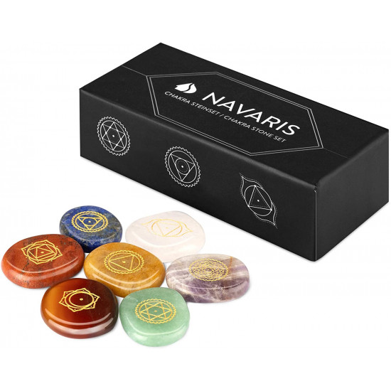 Navaris Σετ με 7 Ενεργειακούς Λίθους με Χαραγμένα Σύμβολα Τσάκρα - Multicolor - 52870.01