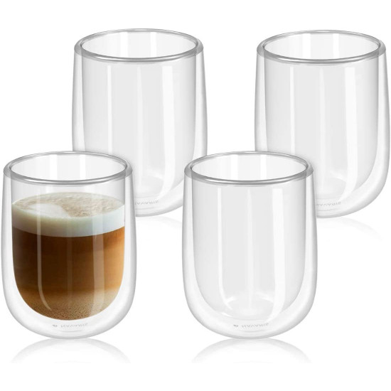 Navaris Double Walled Glass Mugs Set 4 Κούπες Διπλής Όψεως Από Γυαλί - 450ml - Διάφανο - 47547.01.3
