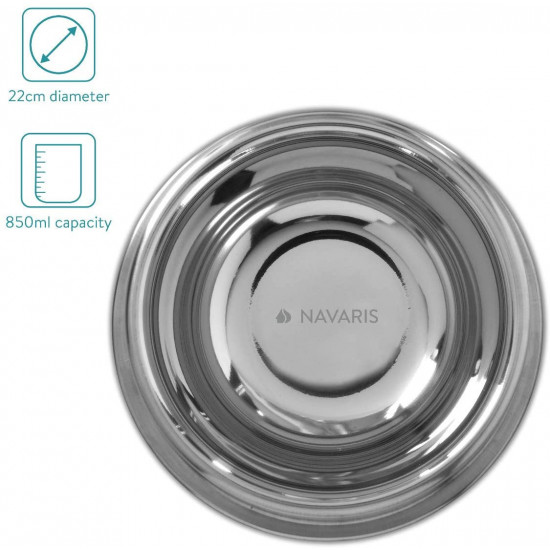 Navaris Stainless Steel Cooling Bowl - Ανοξείδωτο Μπολ Ψύξης Φαγητού και Νερού για Κατοικίδια - Silver - 46949.2