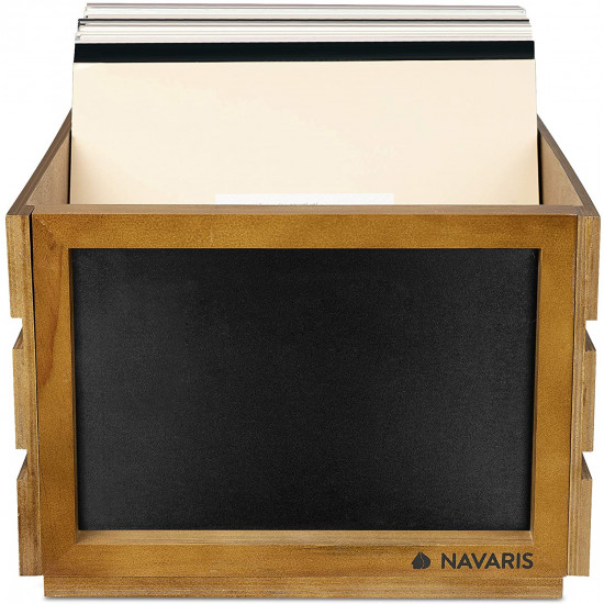 Navaris Ξύλινο Κουτί Αποθήκευσης με Πίνακα Κιμωλίας - Dark Brown - 53026.01.05