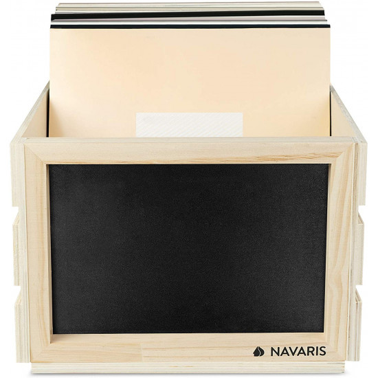 Navaris Ξύλινο Κουτί Αποθήκευσης με Πίνακα Κιμωλίας - Natural - 53026.01.24